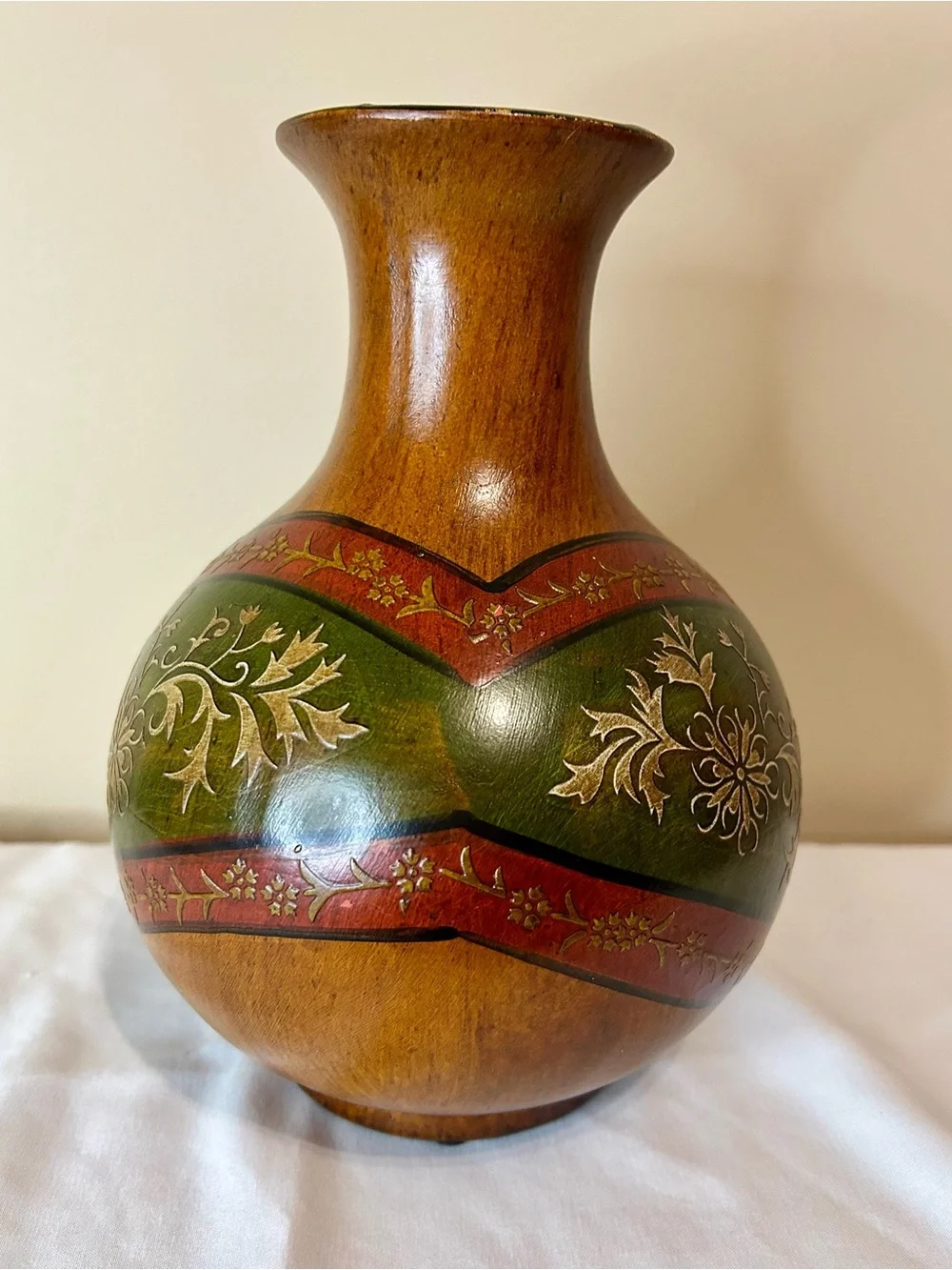 Hand-Painted Decorative Vase Made to look like Wood.
